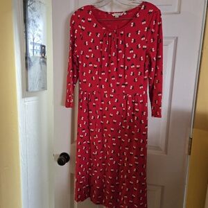 Boden Floral Jersey Knit Dress Soft Stretch UK 14 US 10 Red Navy